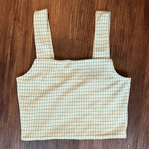 American Eagle - Tight Knit Plaid Green Crop